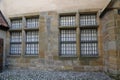 Metal bars on the Windows and doors of the Castle Royalty Free Stock Photo