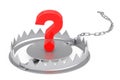 Metal Bear Trap with Red Question Mark. 3d Rendering Royalty Free Stock Photo