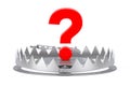 Metal Bear Trap with Red Question Mark. 3d Rendering Royalty Free Stock Photo