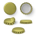 Metal beer, beverage bottle crown caps set