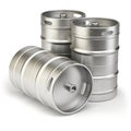 Metal beer kegs on white background. Royalty Free Stock Photo