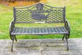 Metal bench with American symbols - American flag, statue of liberty and eagle