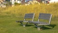 Metal benches on a sunny park in Daybreak Utah Royalty Free Stock Photo