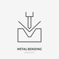 Metal bending flat line icon. Iron works sign. Thin linear logo for metalwork service
