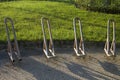 Metal bike rack in the public park Royalty Free Stock Photo