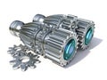 Metal binocular made of cog wheels 3D Royalty Free Stock Photo