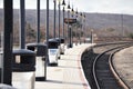 Warning notice on trashcan on train platform