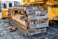 Metal Tracks on a Bulldozer on Construction Site