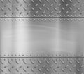 Metal blank polished plate with rivets and pattern Royalty Free Stock Photo