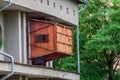 Metal block taken out of the wall of the building. Royalty Free Stock Photo