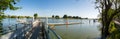 Panorama of a boat ramp on the sacramento river in the delta Royalty Free Stock Photo