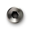 Metal bolt or screw head, steel hexagon rivet. Silver or chrome shiny cap or screwhead vector illustration. Round small Royalty Free Stock Photo