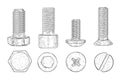 Metal bolts and screws. Hand drawn sketch Royalty Free Stock Photo