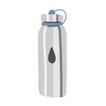 Metal bottle for water, reusable aluminum container for fitness or travelling, shiny thermos, hand drawn vector icon Royalty Free Stock Photo