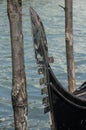 The metal bow (ferro) of the gondola of venice