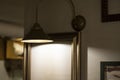 metal brass light fixture fixed on the wall. Royalty Free Stock Photo