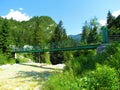 Metal bridge across Triglavska Bistrica river near Mojstrana in Slovenia