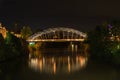 Metal bridge in Bamberg at night