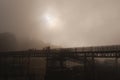 Metal bridge fog scene - Paranapiacaba - Brazil
