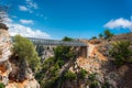 Metal Bridge over the Aradena Canyon, Chania, Crete. Royalty Free Stock Photo