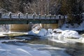 Metal Bridge Over Flowing River in Winter Royalty Free Stock Photo