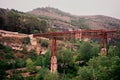 Metal bridge over the Huecar river valley. Royalty Free Stock Photo