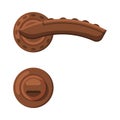 Metal Bronze Door Handle and Lock, House Interior Element Flat Style Vector Illustration