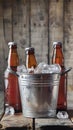 Metal Bucket Filled With Bottles of Beer Royalty Free Stock Photo