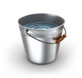 Metal bucket full of water. on white Royalty Free Stock Photo