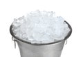 Metal bucket with ice cubes isolated Royalty Free Stock Photo