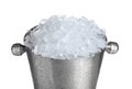 Metal bucket with ice cubes isolated Royalty Free Stock Photo