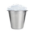 Metal bucket with ice cubes isolated Royalty Free Stock Photo