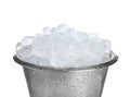 Metal bucket with ice cubes isolated Royalty Free Stock Photo