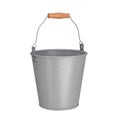 Metal bucket with wooden handle, isolated on a white background Royalty Free Stock Photo