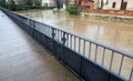 metal bulkhead to raise the level of the river bank during the flood to avoid flooding