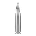 Metal bullet isolated on white background for automatic rifles. Bullet 7.62 mm Caliber