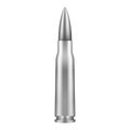 Metal bullet isolated on white background for automatic rifles. Bullet 7.62 mm Caliber