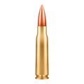 Metal bullet isolated on white background for automatic rifles. Bullet 7.62 mm Caliber