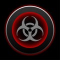 Metal button Biohazard sign. Black with red shadow Royalty Free Stock Photo