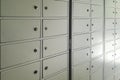 Metal cabinets cells for storing things, money, mail Royalty Free Stock Photo