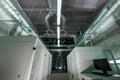 Metal cabinets with computers in the server room. Royalty Free Stock Photo