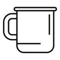 Metal campsite mug icon outline vector. Tourist equipment