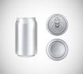 Metal can top, front, bottom view. Can vector visual 330 ml. For beer, lager, alcohol, soft drinks, soda advertising