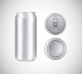 Metal can top, front, bottom view. Can vector visual 500 ml. For beer, lager, alcohol, soft drinks, soda advertising