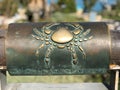 Metal cancer astrological sign on Wishing Bridge in Old City of Yaffa Israel