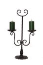 Metal candelholder with green candles