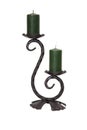 Metal candelholder with green candles