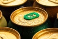 Metal cans of beer, close up. Drops of water on a cold can of drink. Alcoholic beverage Royalty Free Stock Photo
