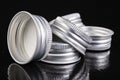 Metal caps for plastic bottles. Closures for disposable containers Royalty Free Stock Photo