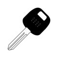 Metal car key with black plastic, house, door, cabinet lock, vector illustration Royalty Free Stock Photo